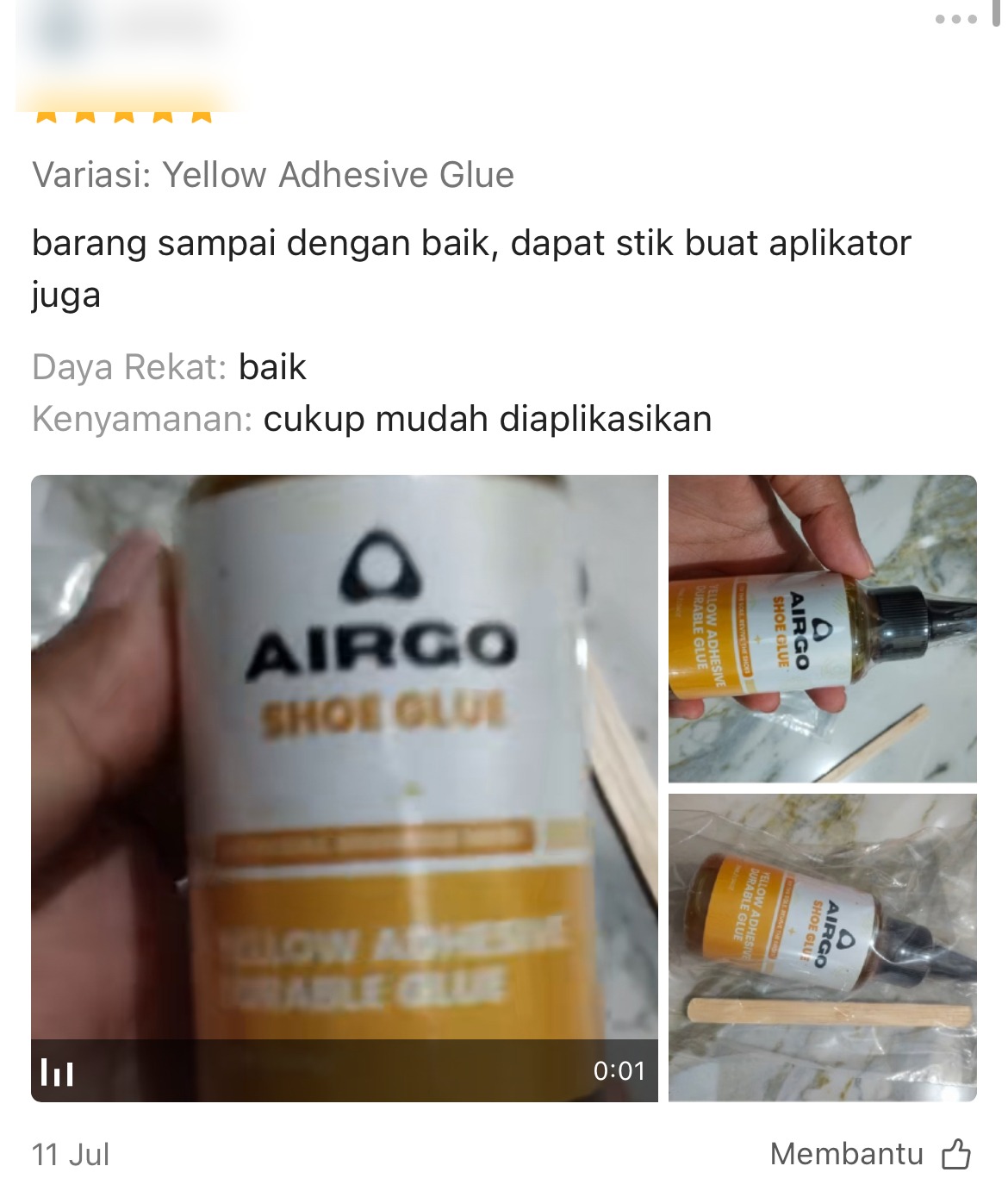 Ulasan pelanggan Airgo — Yellow Adhesive Glue