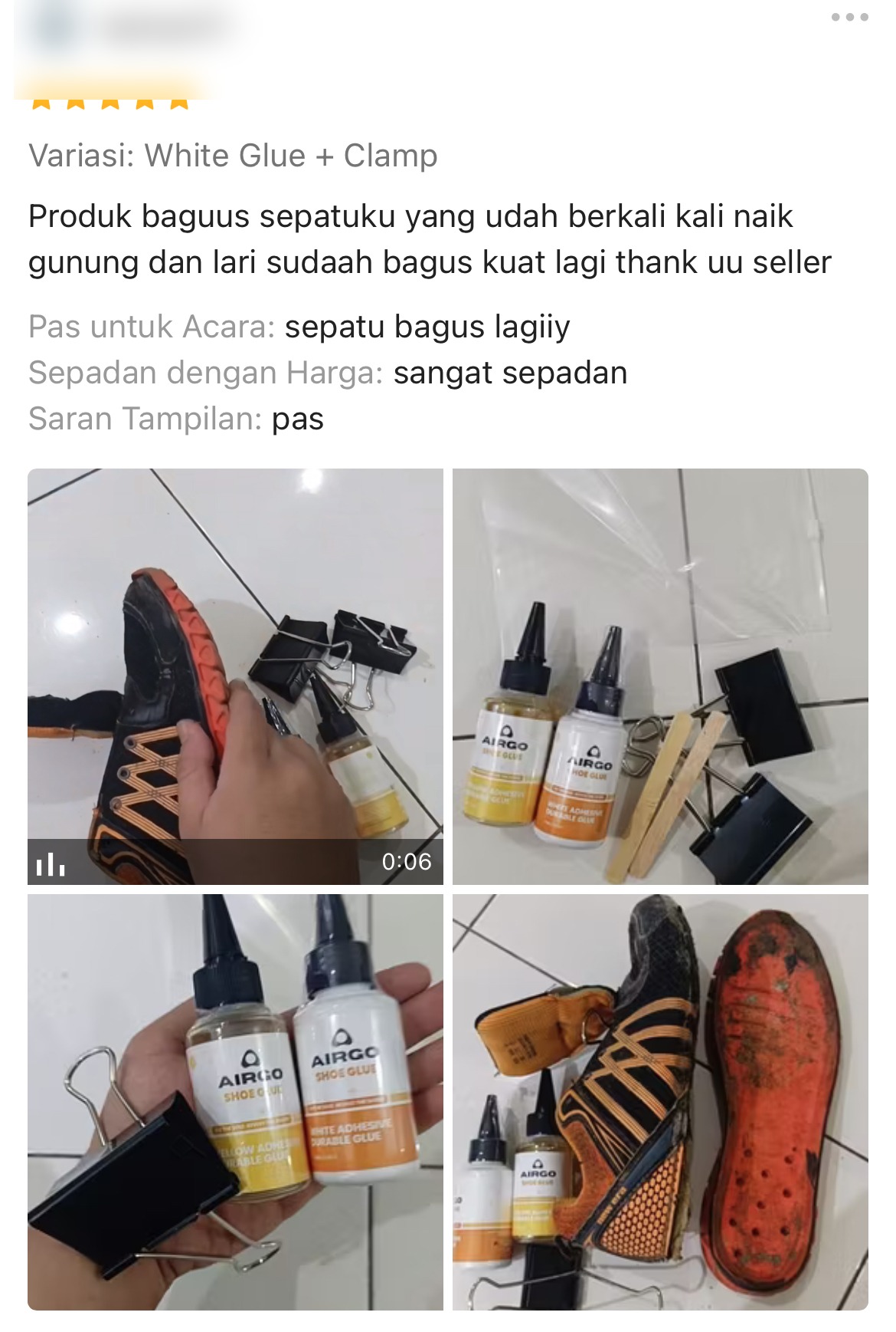Ulasan pelanggan Airgo — White Glue + Clamp